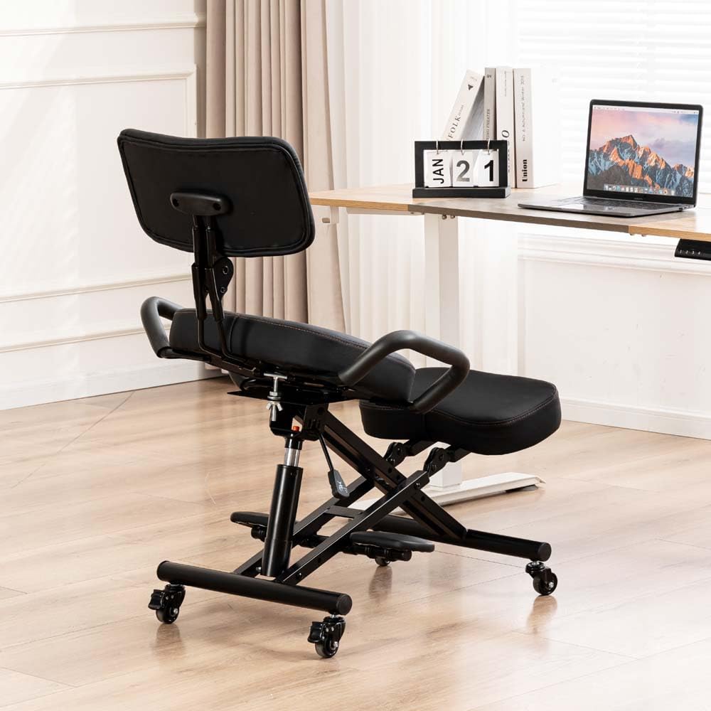 Silla ergonómica de escritorio para rodillas con soporte para la espalda, taburete ajustable para el hogar y la oficina, mejora tu postura con un asiento en ángulo, cojines gruesos y cómodos