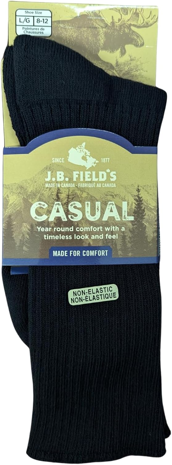 JB Field's 98% Cotton "Non-Binding" Cushion Sole Socks (2 Pair)