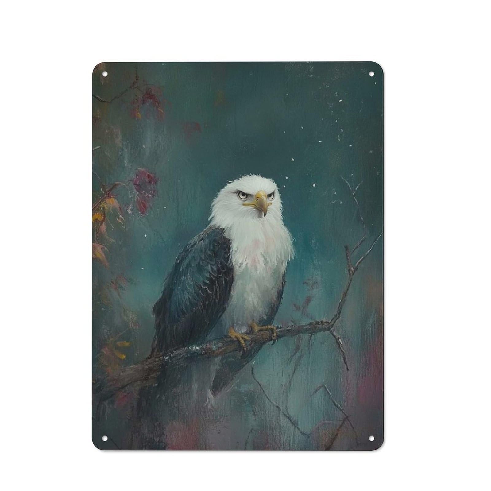 Junmoney Majestic Bald Eagle Tin Wall Plaque 40X30cm With For Hobby Room Or Studio, New Home Wall Decor For Creative Interior Collectors