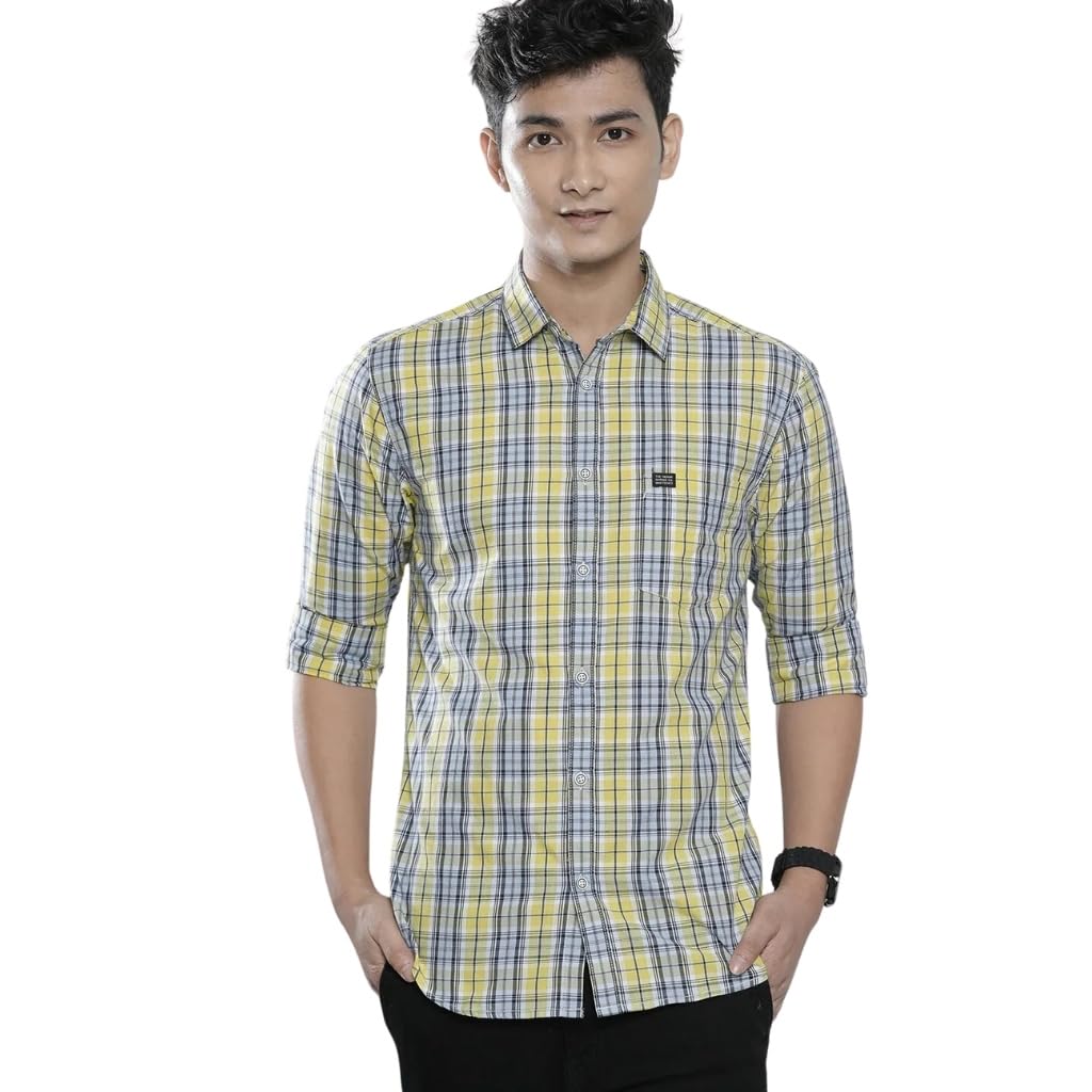 the indian garage co Men Slim Fit Checkered Full Sleeves Spread Collar Casual Shirt-picture-20