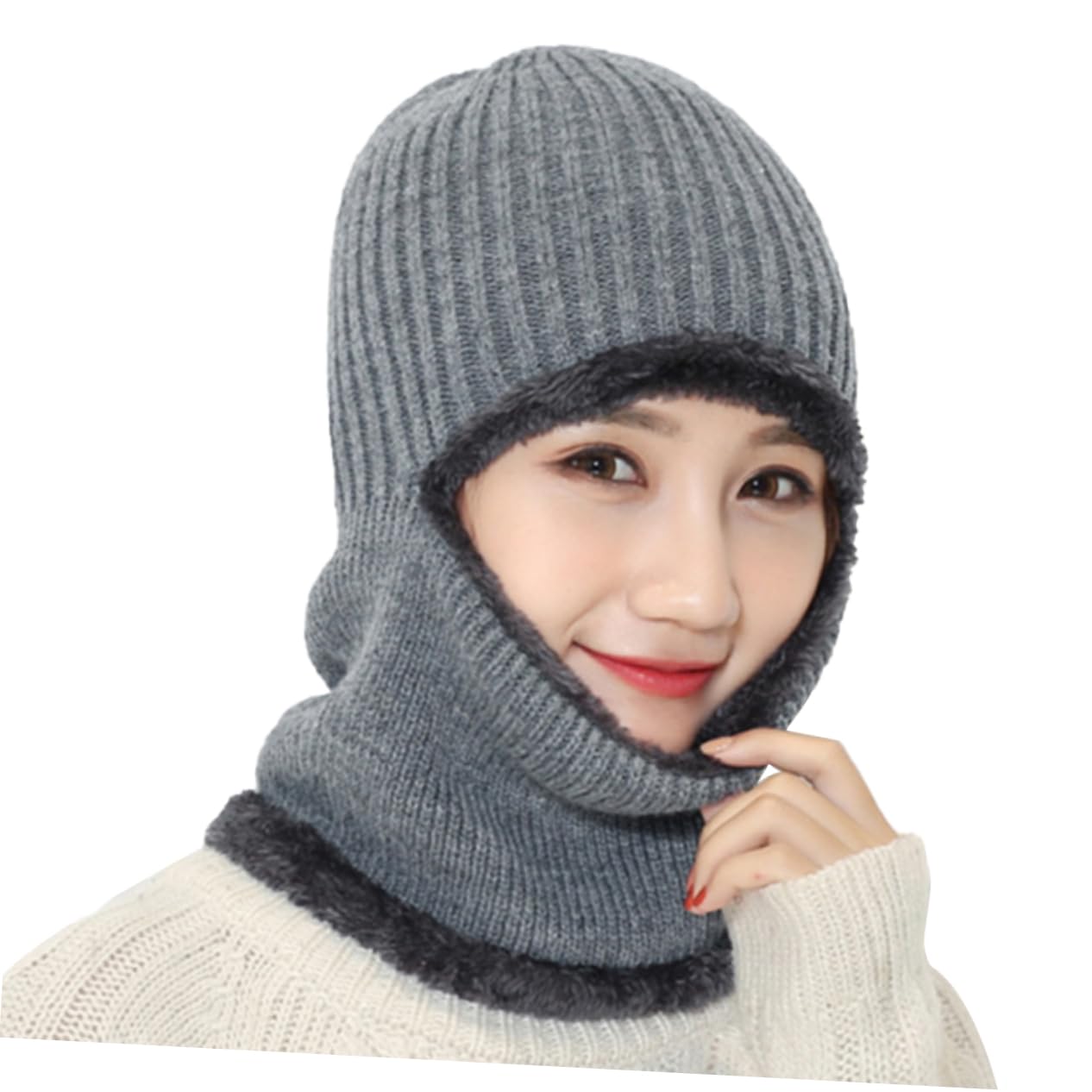 FOMIYES Knitted Cycling Headwear for Outdoor Sports Lightweight Breathable Neck Warmer Hat Scarf Grey for Running Biking and Climbing Activities