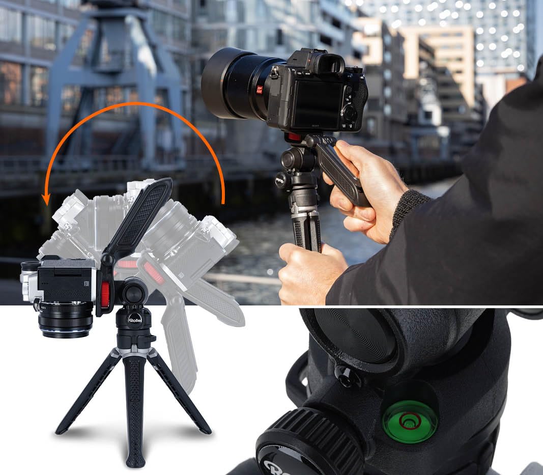 Rollei Creator Grip – ministatyw: elastyczny statyw 3 w 1 do pierwszorzędnych zdjęć z obrotową głowicą 360°, uchwyt na aparat kompaktowy i uchwyt na smartfon!