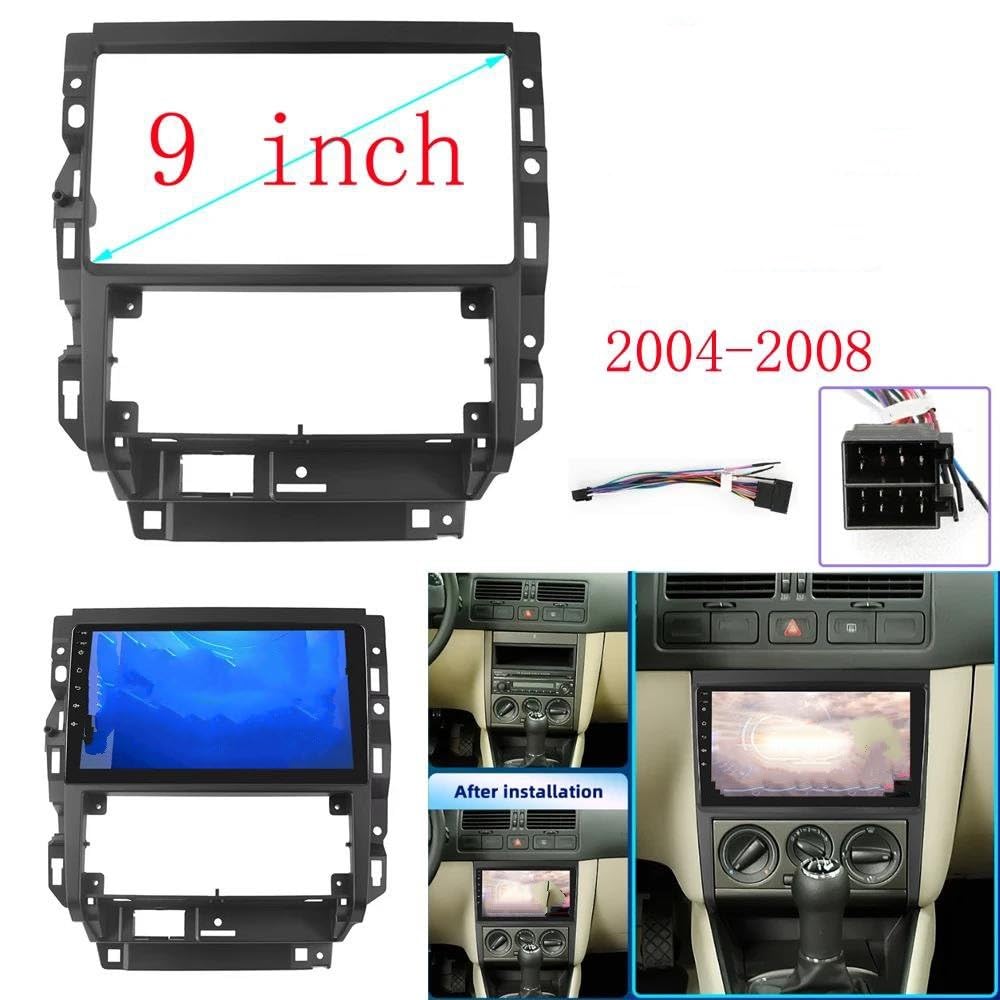 Pannello controllo Adattatore Fascia Telaio Per Vw Per Bora Per Golf Kit Montaggio Pannello Radio 2004-2008 9 Pollici(Cavo telaio)