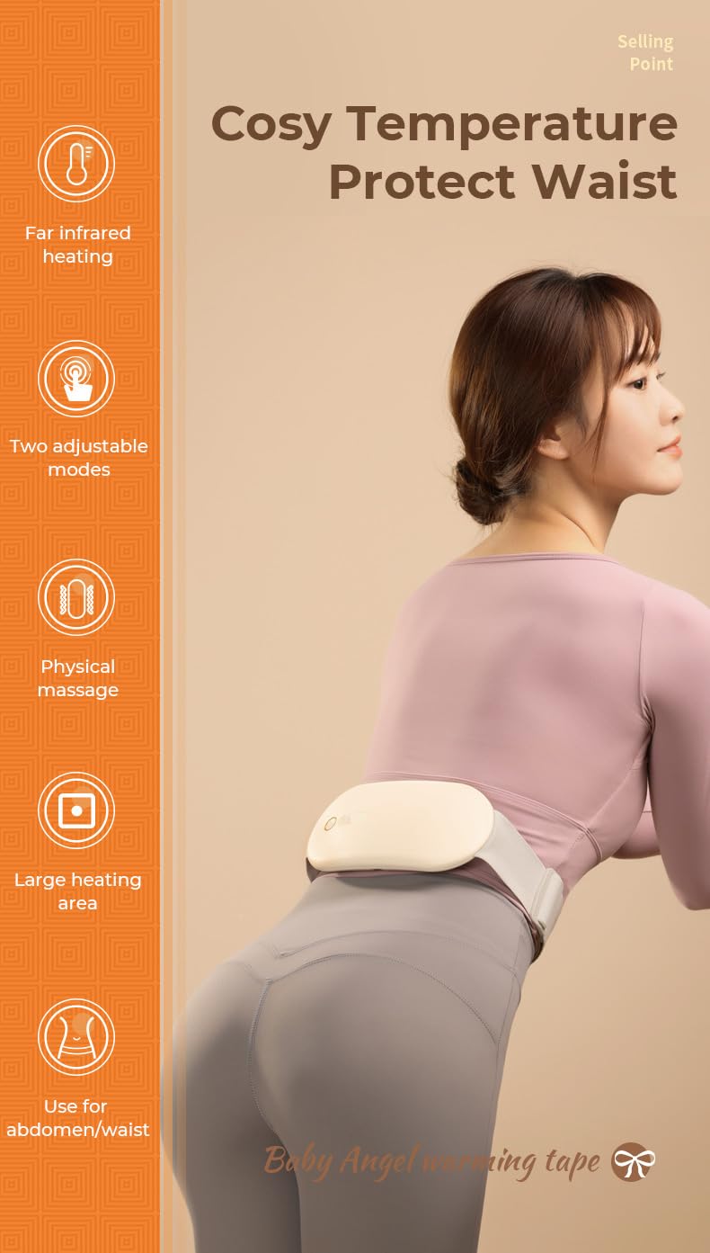 Lalano´S Cosmetics CHERU Menstruations- & Relaxgürtel – Wärmegürtel mit Infrarot, Massagefunktion & 2 Heizstufen (45°C & 55°C), kabellos, verstellbar, gegen Menstruationsschmerzen & Rückenschmerzen