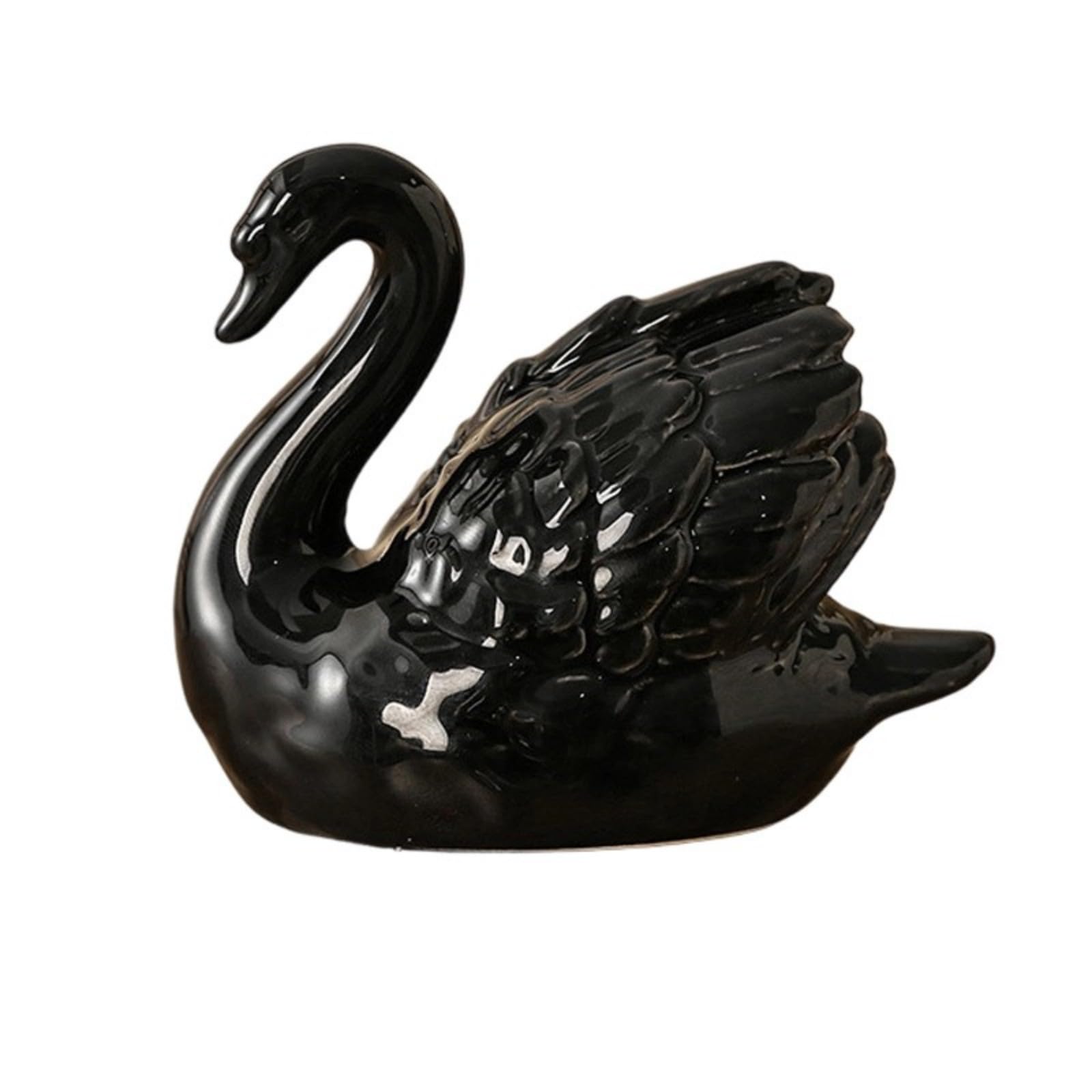 Piceioep Artistic Ceramic Ducks Sculpture in Black or White Color Elegant Animal Figurine for Desktop Display and Home Decors Ceramic Ducks Figurine