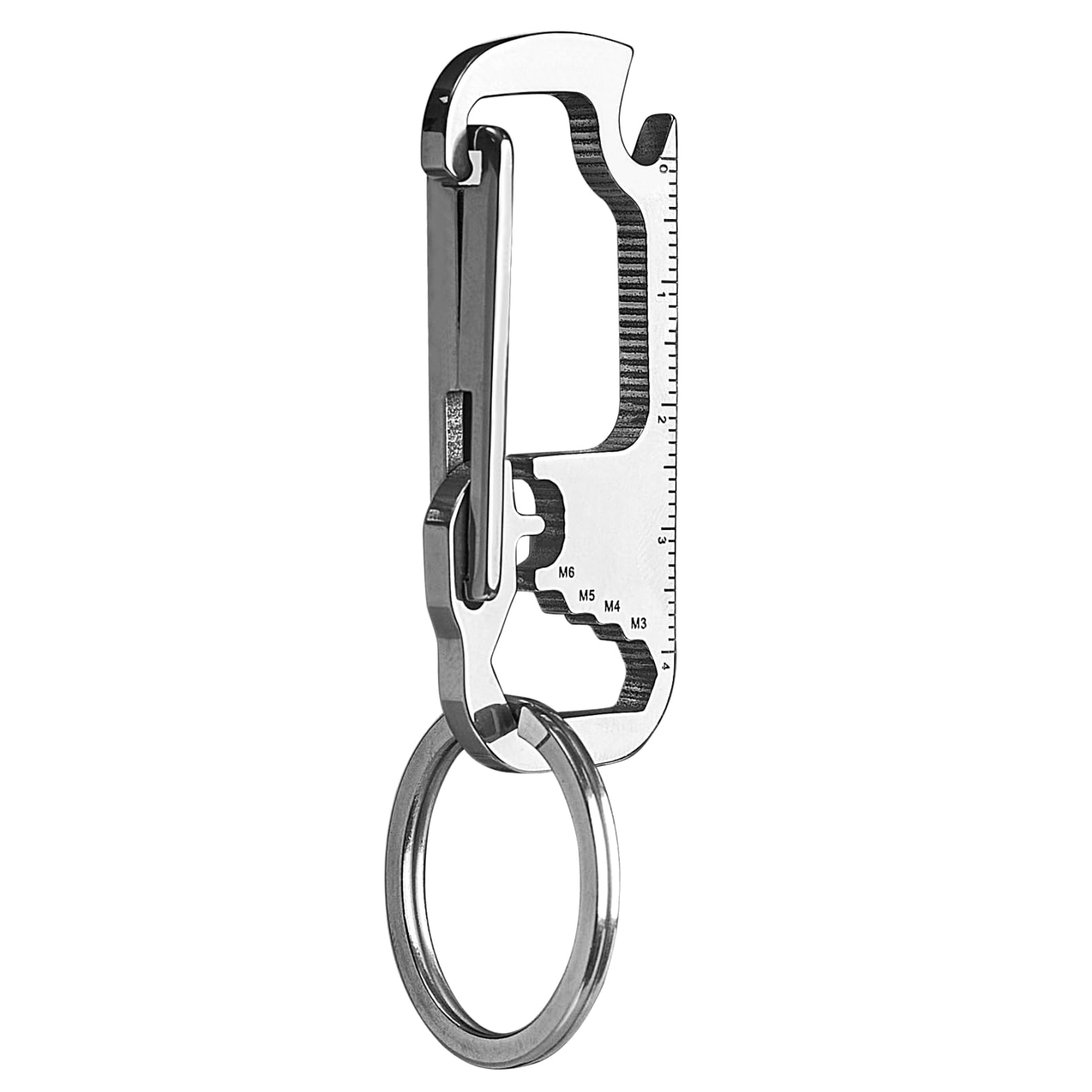 Keychain Carabiner with Bottle Opener, Stainless Steel Carabiner Clip for Car Keys, Mini Multitool Keychain Clip for Men Belt Hook, Heavy Duty Key Chain Ring Clip