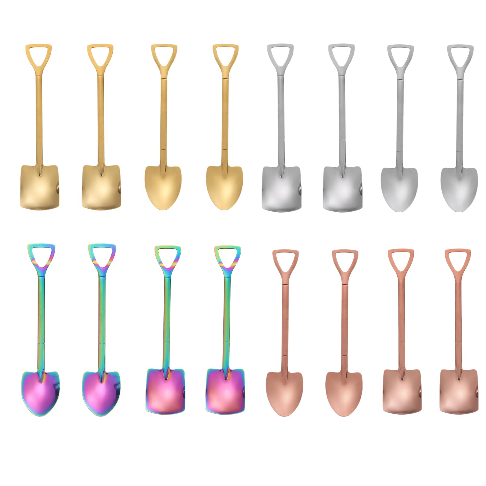 16 Cucchiaini Da Caff&egrave; In Acciaio Inox - Design Anguria, Per Dessert, Bar, Feste, Argento