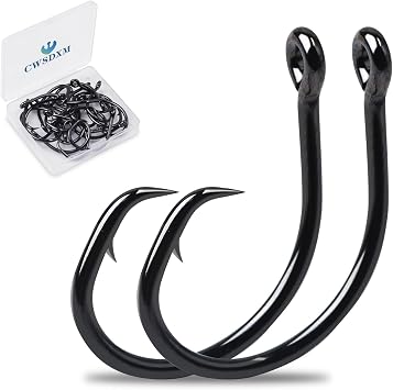 Circle Hooks Saltwater in-Line Wide Gap Fishing Hooks for Catfish 4X Strong High Carbon Steel Mustad Hooks for Tuna, Carp, Catfish,1,1/0,2/0,3/0,4/0,5/0,6/0-20pcs,8/0-12pcs,10/0-8pcs