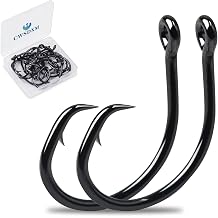 Circle Hooks Saltwater in-Line Wide Gap Fishing Hooks for Catfish 4X Strong High Carbon Steel Mustad Hooks for Tuna, Carp, Catfish,1,1/0,2/0,3/0,4/0,5/0,6/0-20pcs,8/0-12pcs,10/0-8pcs