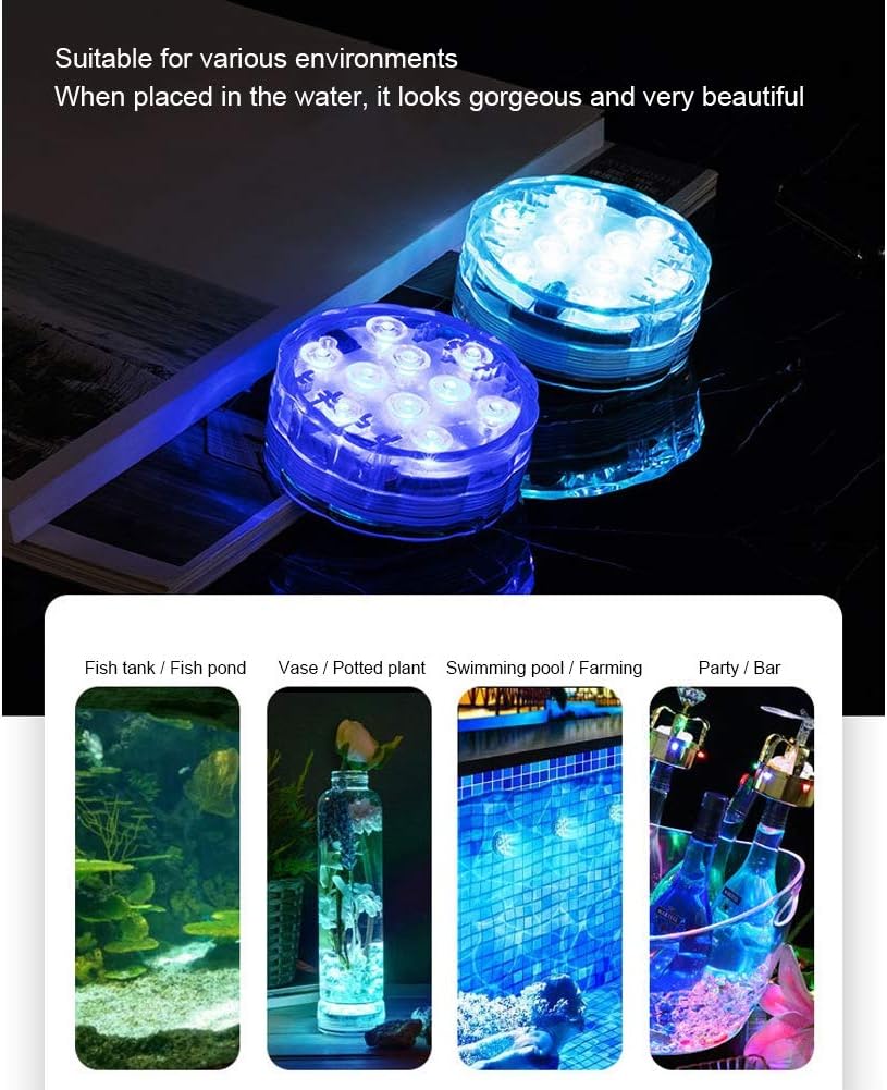 01 Submersible LED Lights, Reusable Underwater Pond Lights for Aquarium for Swimming Pool for Vase for Fish