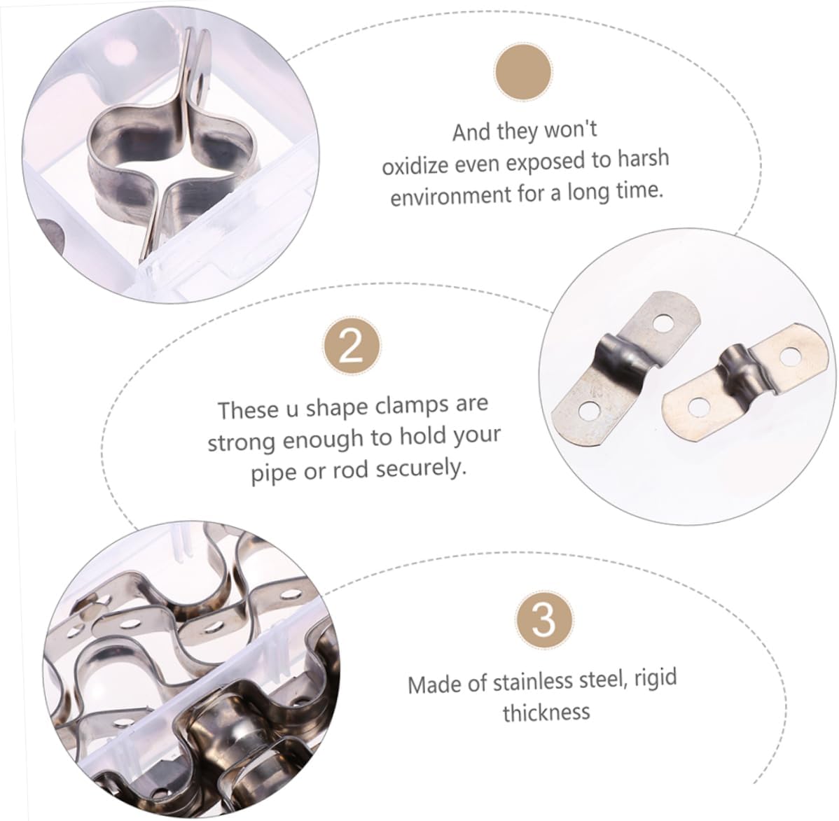 TEHAUX 66pcs Rigid Strap Clamp Tube Straps for Plumbing Automotive and Industrial Use for Securing Pipes Hoses and Cables