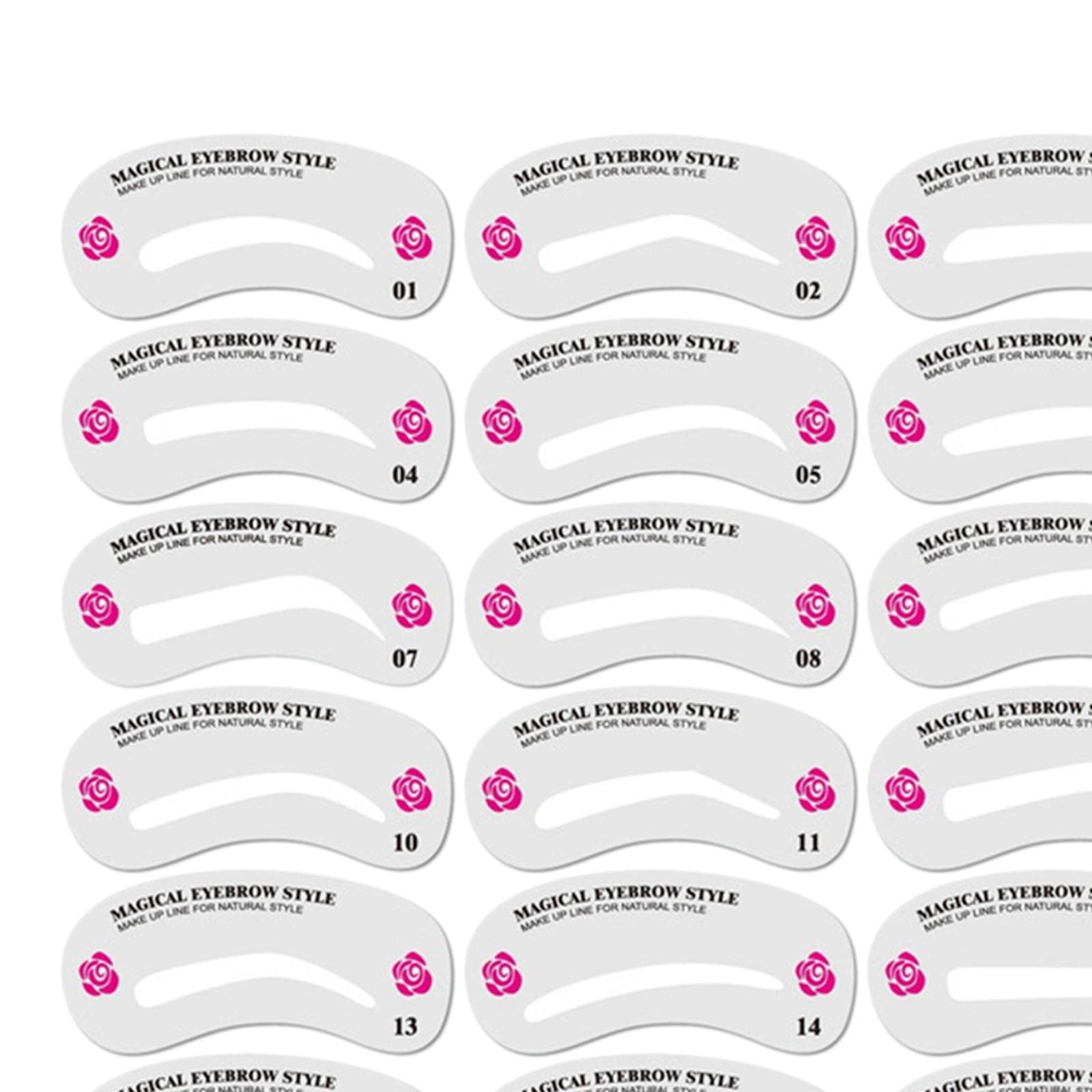 Juego de 10 sellos en polvo para cejas con plantillas de cejas negro-marrón y 24x, negro marrón y 24 piezas