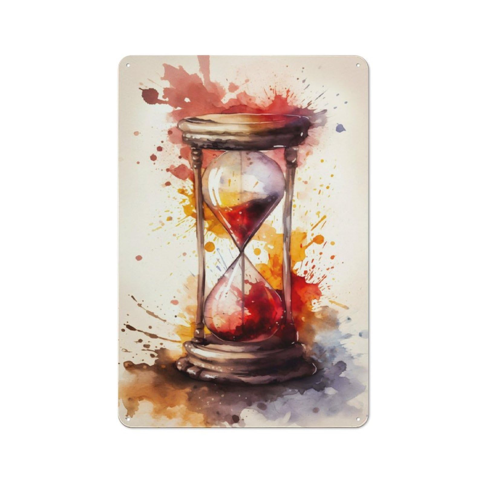 Junmoney Hourglass Watch Retro Tin Sign 30X20cm Featuring For Bar Or Restaurant, For Metal Sign Collectors, For Garage And Workshop Walls