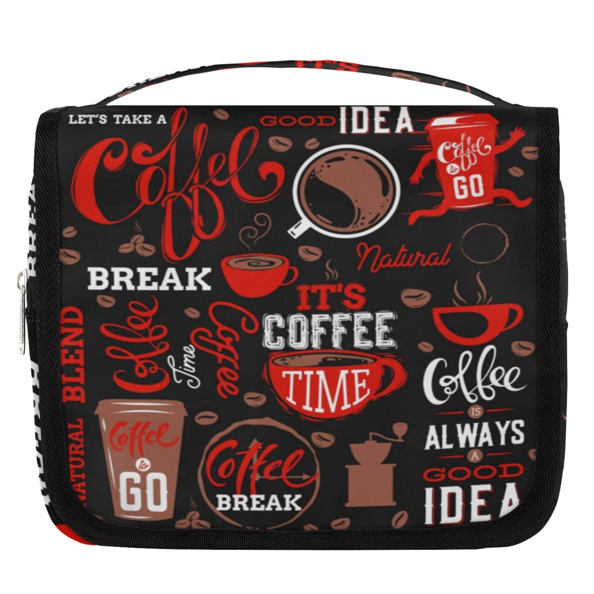 Reise-Kulturbeutel, Kaffee-Elemente, Kulturbeutel, Unisex, hängende Toilettenartikel, Kosmetik, Make-up-Organizer, mehrfarbig, Einheitsgröße