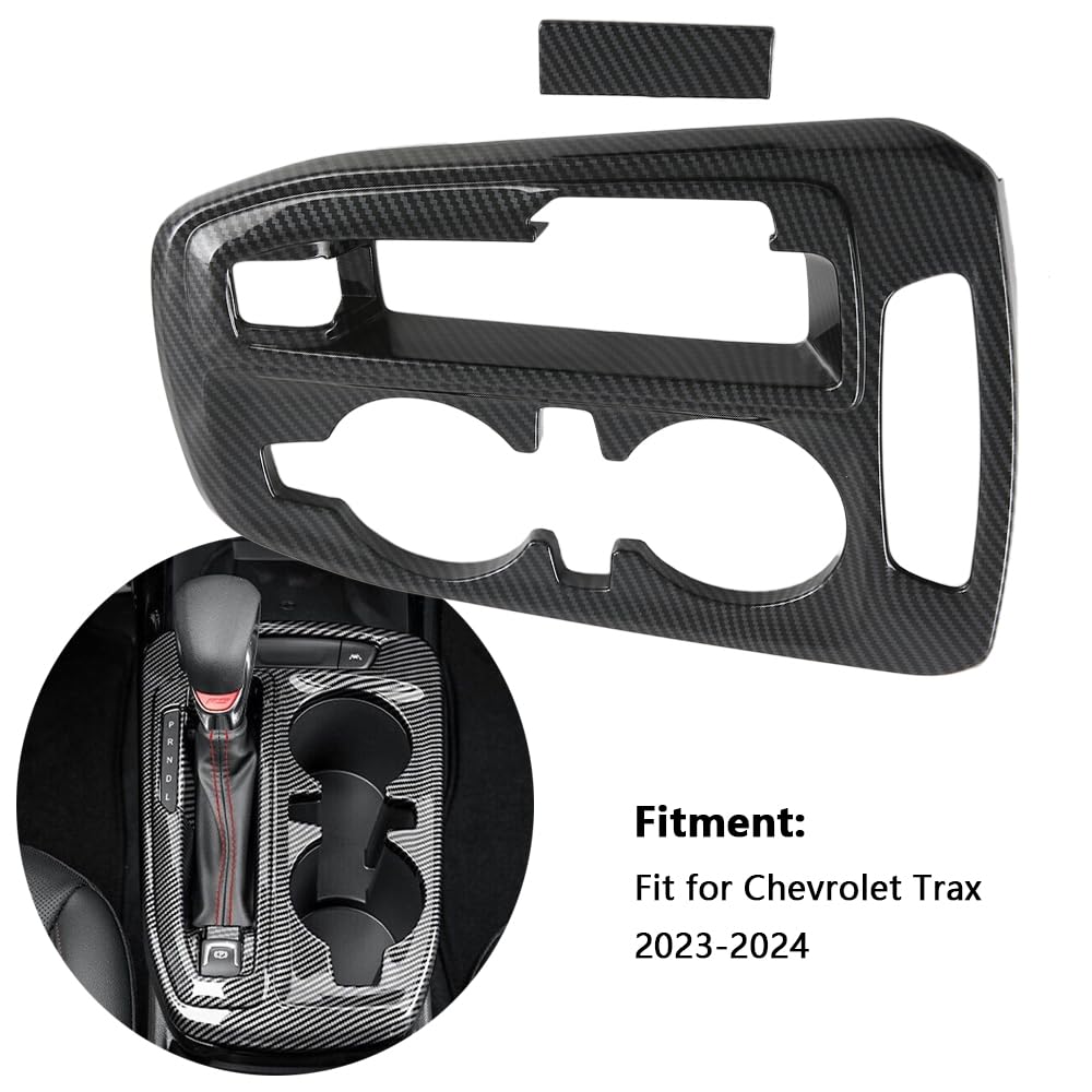 Konsole Schaltabdeckung Verkleidung MASO Auto ABS Kunststoff Kohlefaser Schwarz Konsole Schaltung Abdeckung TrimFit für Ch&ev-ro-let Trax 2023-2024 (Linkslenker)