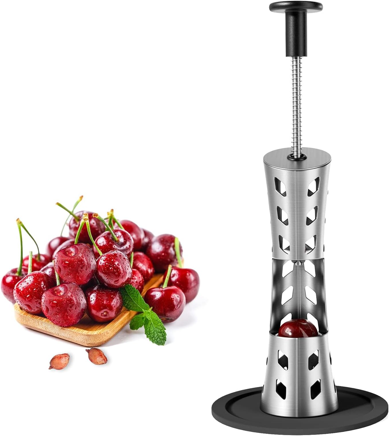 Cherry Pitter, Premium Cherry Pitter Remover Tool, 304 Stainless Steel Cherry Seed Remover, Durable Cherry Stoner Fruit Pit Corer Deseeder Kitchen Tool, Press Type, More Labor Saving