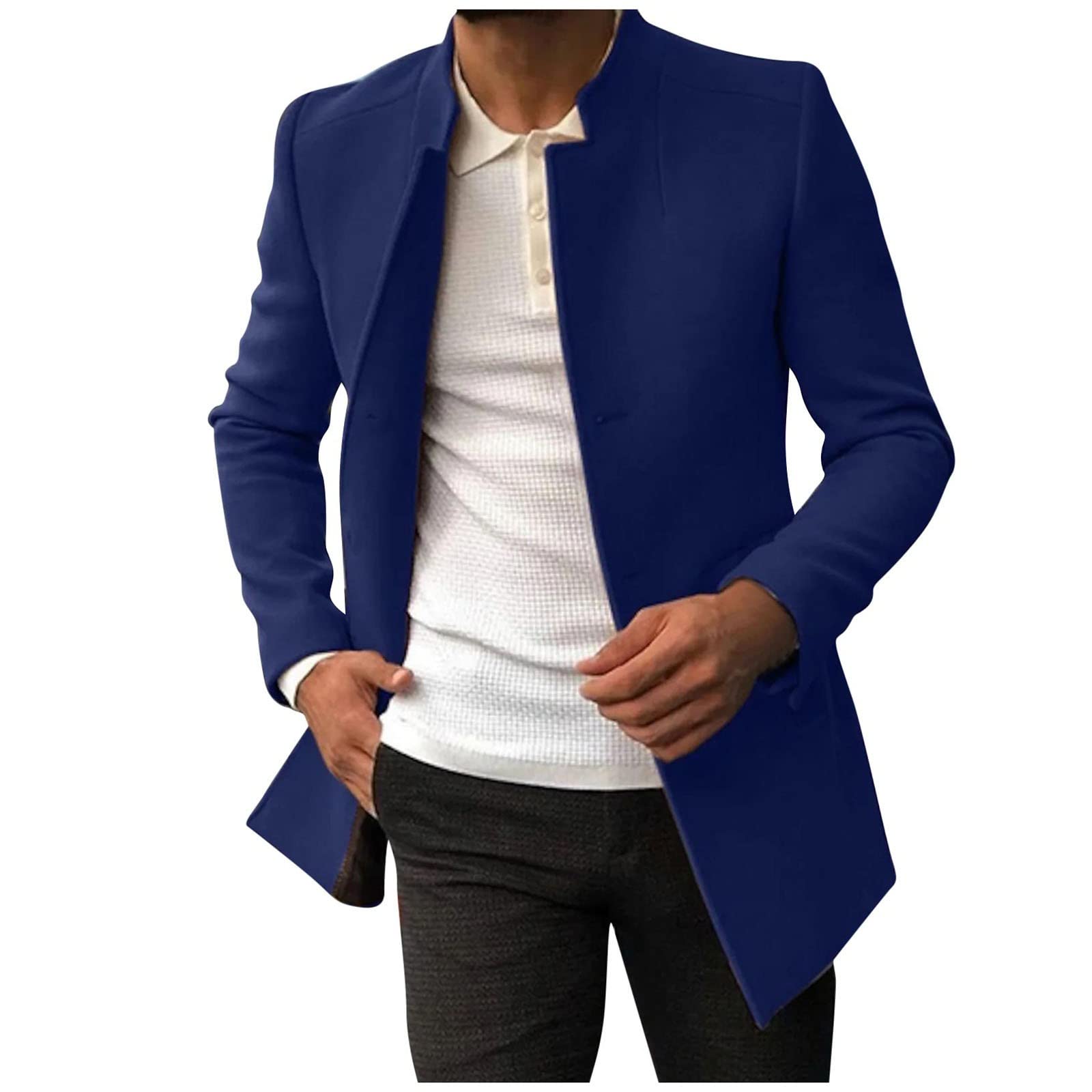 Cappotto caldo da uomo in lana con colletto alto, cappotto invernale, giacca corta, giacca invernale, per lavoro, tempo libero, antivento, per attività all'aperto, da uomo