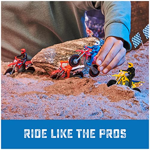 Image of Supercross, Authentic 5-Pack of 1:24 Scale Die-Cast Motorcycles with Rider Figure, Toy Moto Bike for Kids and Collectors Ages 3 and up