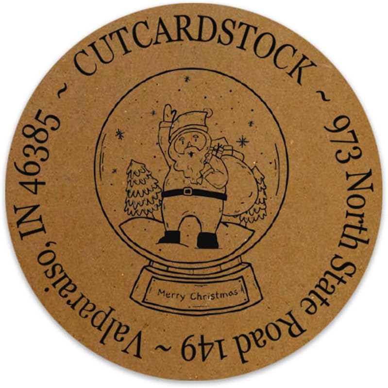 Custom Kraft Round Return Address Labels - 120 Labels - Christmas Theme - 2 Inch Round Kraft Holiday Labels - Holiday Extras Included - 100% Made in The U.S.A. (Reindeer)