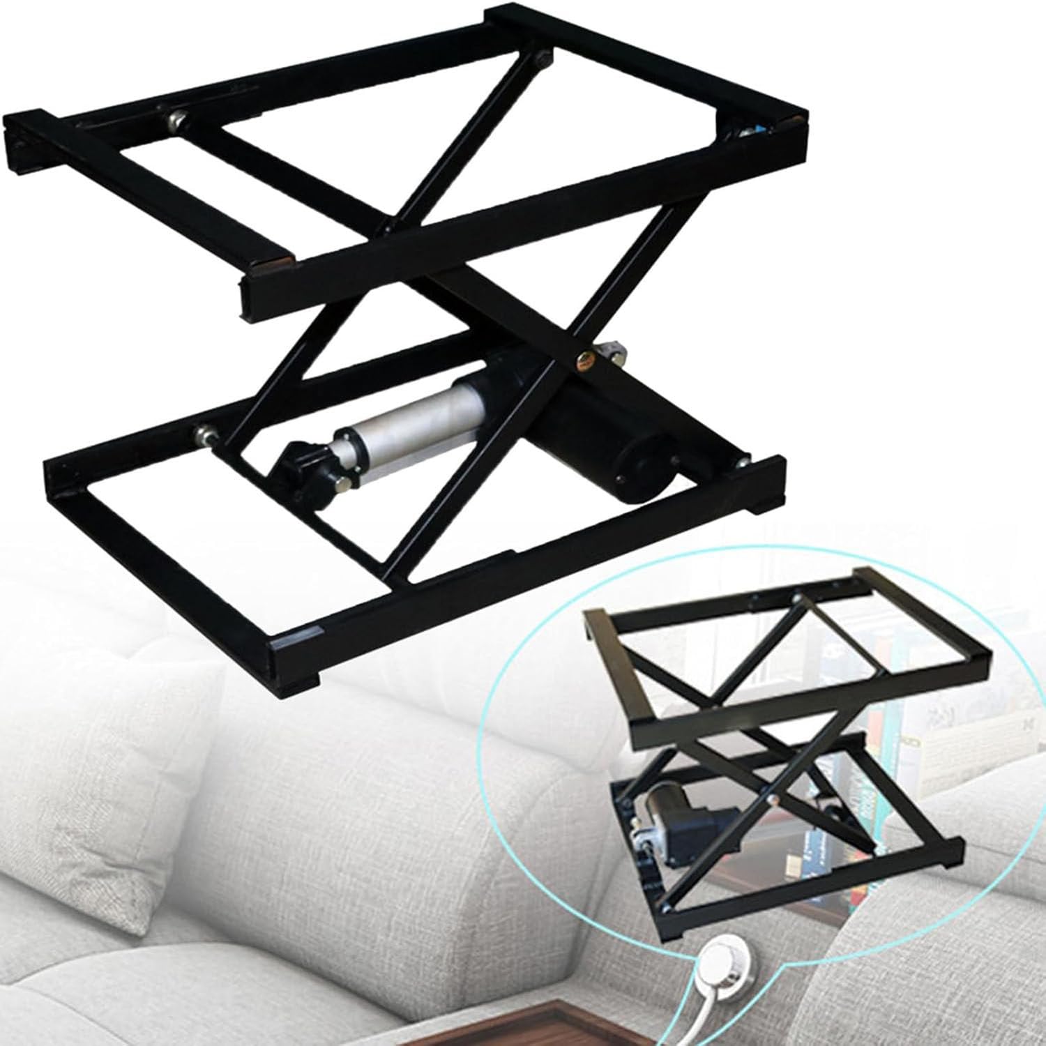 Elektryczny podnośnik nożycowy z pilotem zdalnego sterowania, hydrauliczna platforma z regulacją wysokości, do projektów DIY i wystroju wnętrz, nośność 150 kg, idealny do Worhops i Ga