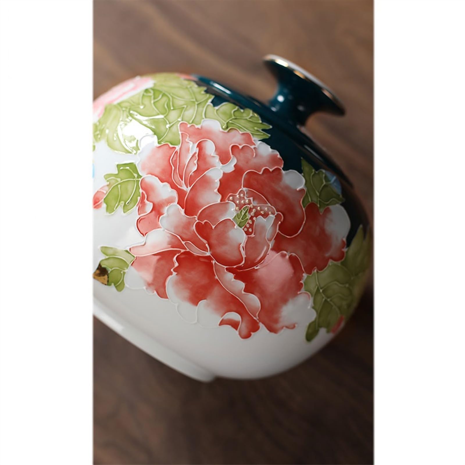 Küchendosen Handbemalte Ziehblumen mit Darstellung von Gold-Teekanistern, Keramik-Versiegelungskanister, Aufbewahrung Kung-Fu-Teekanistern, Teegläsern, großen leeren Haushaltskanistern für Zucker