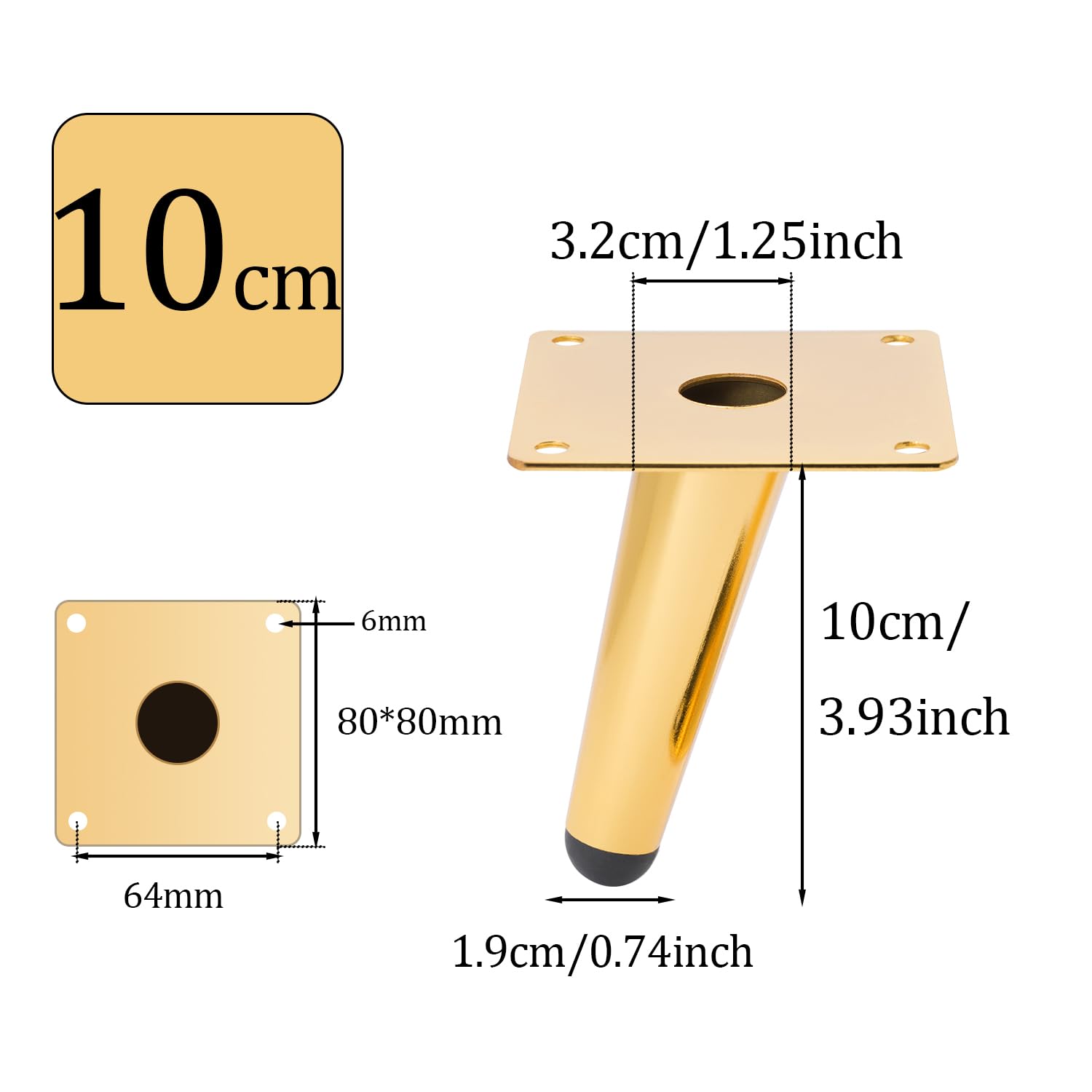 NAKUPENDA Furniture Feet, Pack of 4 Metal Legs for Furniture Furniture Legs, Cone, Slanted Furniture Feet, Table Legs - Image 4
