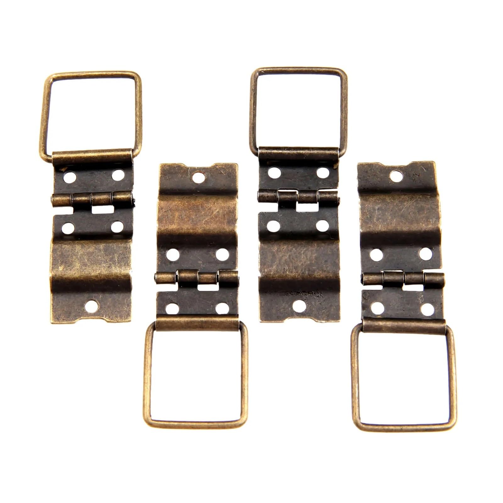 4pcs Iron Hinges Antique Bronze 38 * 21mm Ring Even Hinge Door Retro Jewelry Box Cabinet Furniture Hardware Accessories Screws for Box
