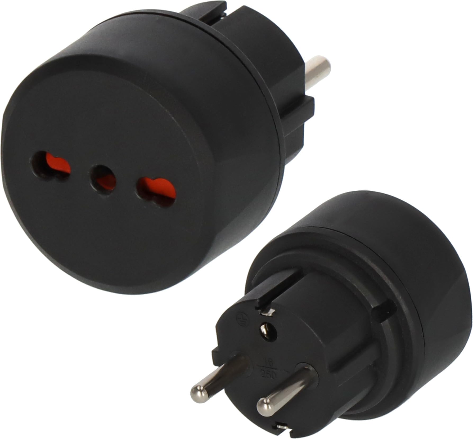Brennenstuh wtyczka podróżna/adapter podróżny (adapter gniazda podróżnego do podłączania urządzeń elektrycznych z włoskim systemem wtyczek w krajach z systemem wtyczek z uziemieniem) czarny
