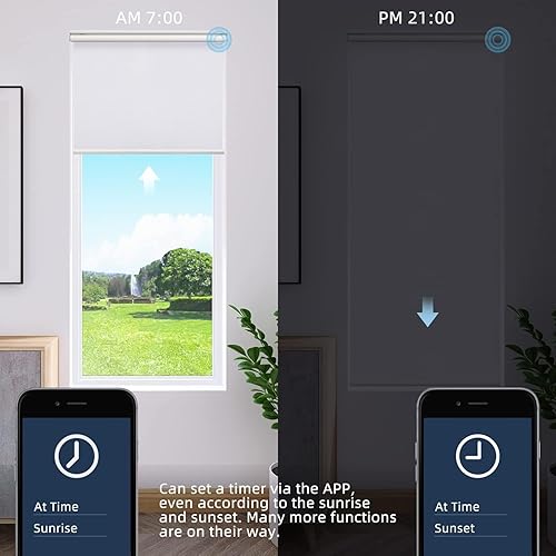Miniatura 5 de SmartWings Persiana enrollable motorizada funciona con HomeKit, automáticas, 100% opacas, control remoto inalámbrico para casa inteligente, motor
