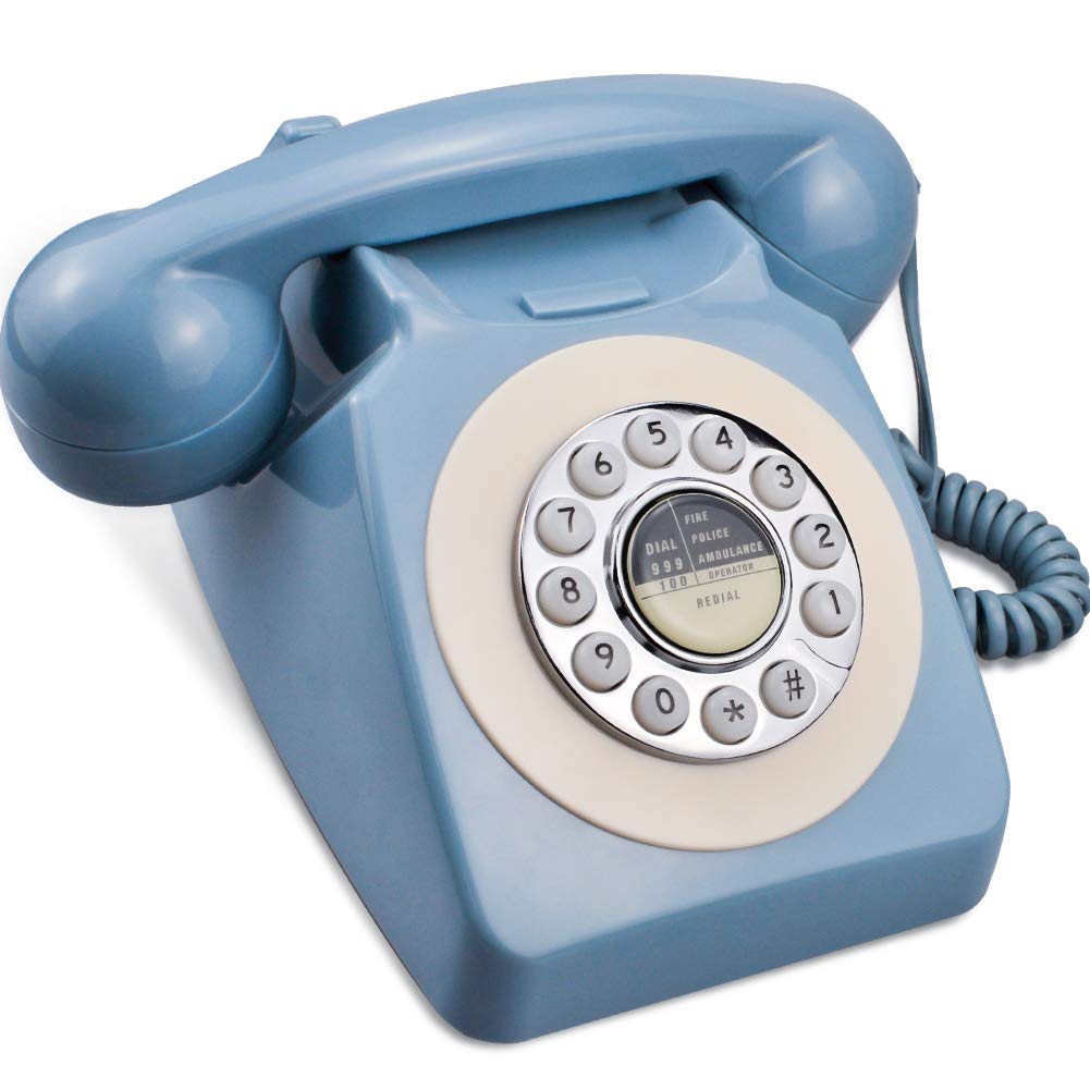 IRISVORotary Design Retro Landline Phone for Home,Old Fashioned Corded Telephone with Classic Metal Bell Push Button Technology