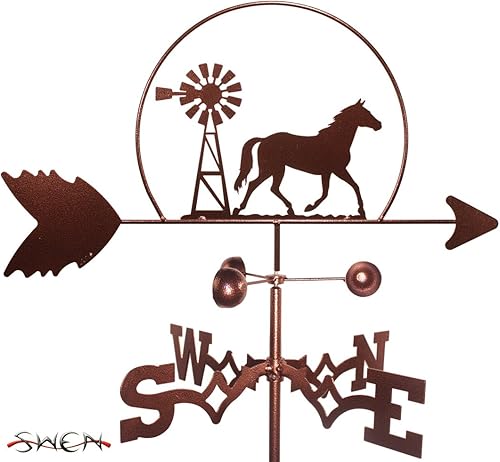 SWEN Products Hecho a mano Quarter Horse Windmill Garden Stake Weathervane Nuevo