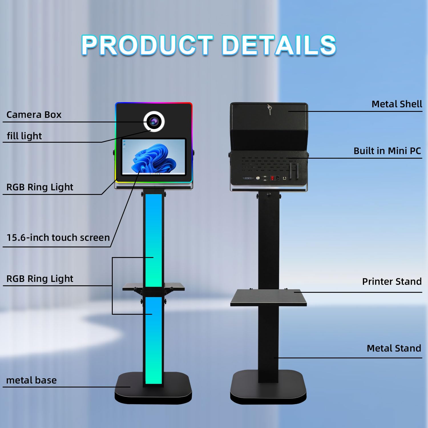 Máquina Multifuncional de FotoCabina con Pantalla Táctil de 15.6 Pulgadas, Selfie Magic Mirror FotoCabina DSLR Photo Booth, Caja de Fotos para Compartir, Bodas (Black, 15.6 Inch)