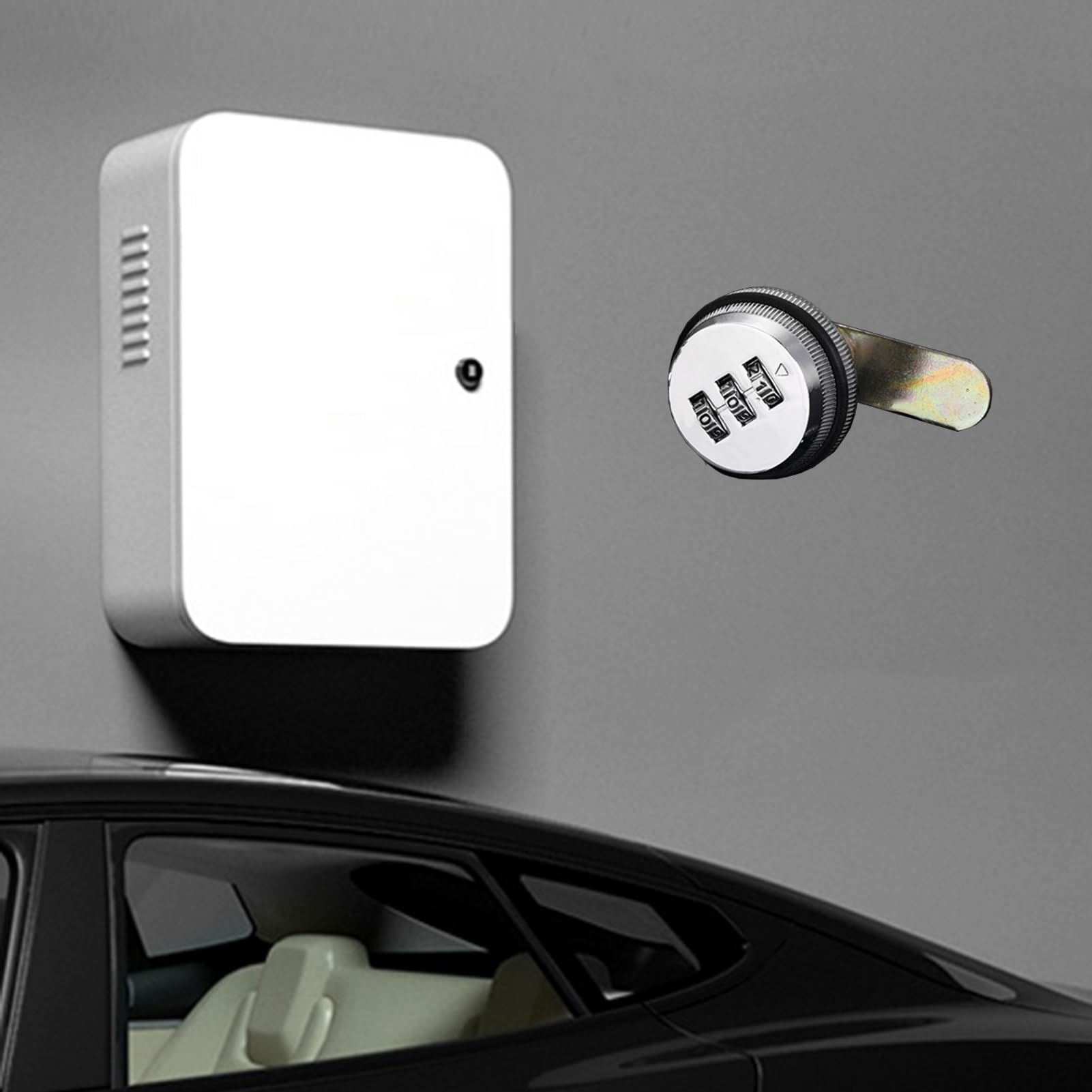 White Lockable Ev Charger Box Waterproof, Ev Charger Enclosure Outdoor Box with Password Lock, Wall Charging Station Cable Cord Holder Box