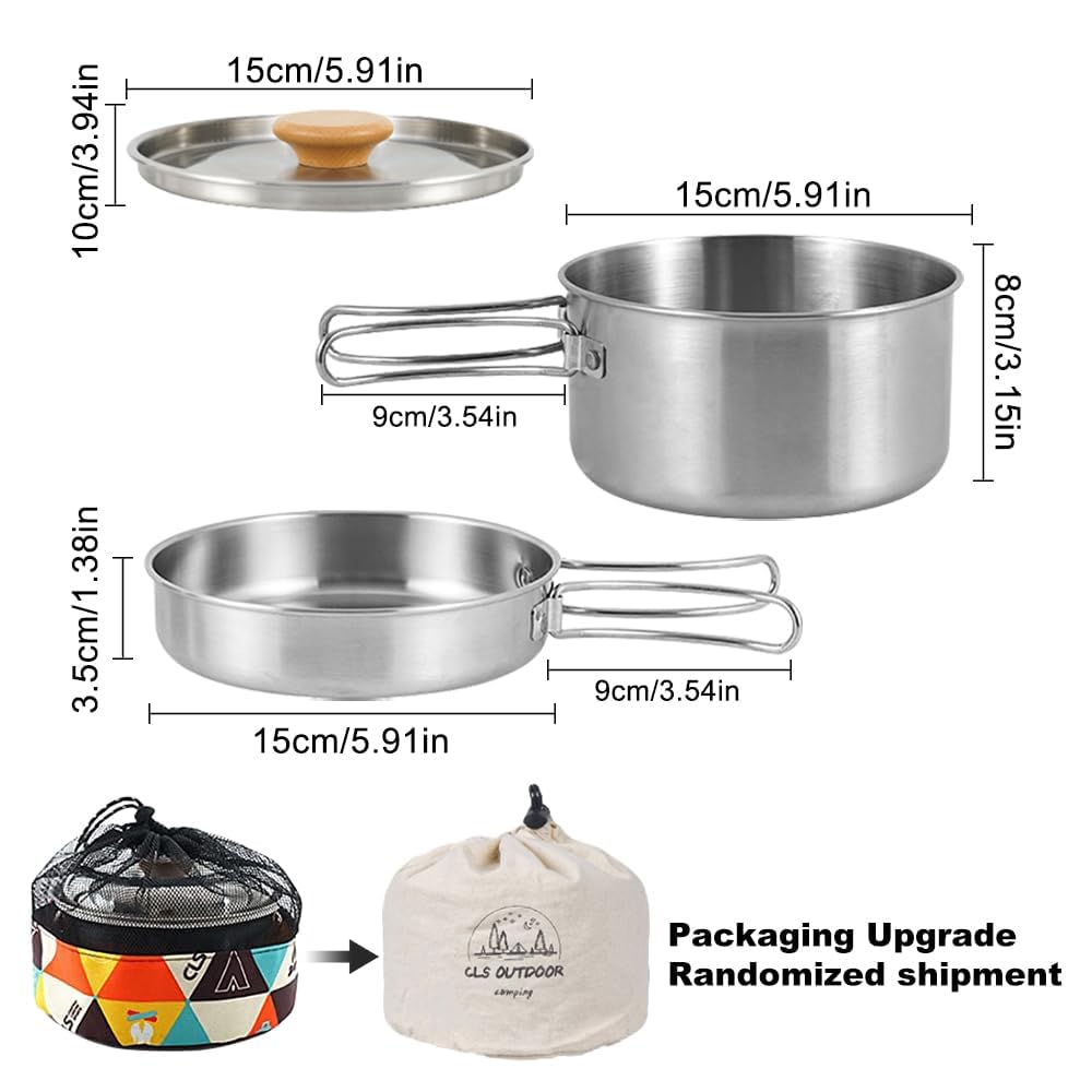 Pentole Set da Campeggio, Set Pentole Campeggio per 1-2 Persone Leggero e Compatto Pieghevole Accessori Cucina per Campeggio Trekking Picnic Escursionismo