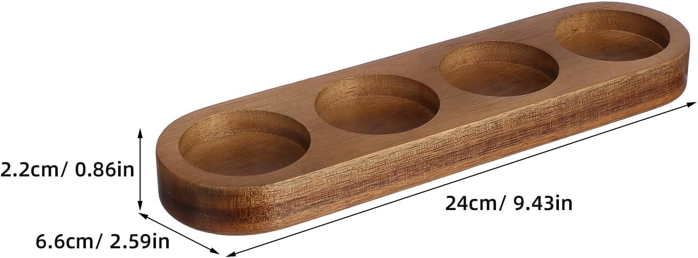 Pepper Grinder Base: Wood 4 Slot Mill Holder - Non-Slip Mill Tray - Salt Pepper Stand Shakers Pedestal for Kitchen Counter Dining Table
