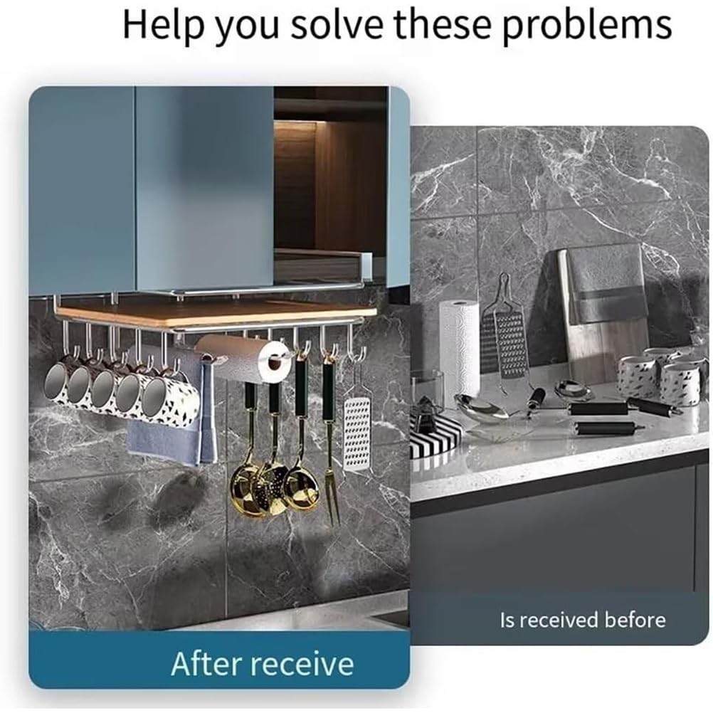 Estante de metal resistente para colgar tabla de cortar que ahorra espacio para cocina y baño, diseño compacto y práctico para un fácil acceso