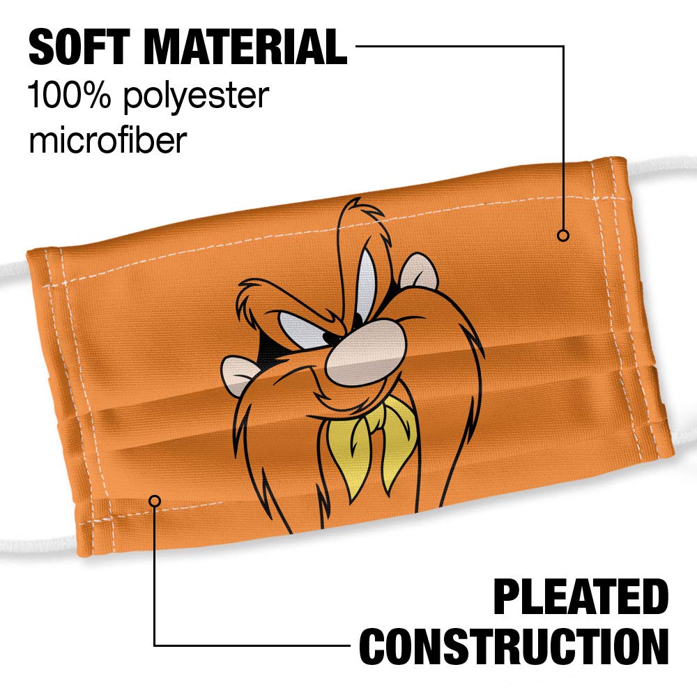 Popfunk Looney Tunes Yosemite Sam Face 1-Ply Reusable Face Mask Covering with Adjustable Nose Wire, Unisex