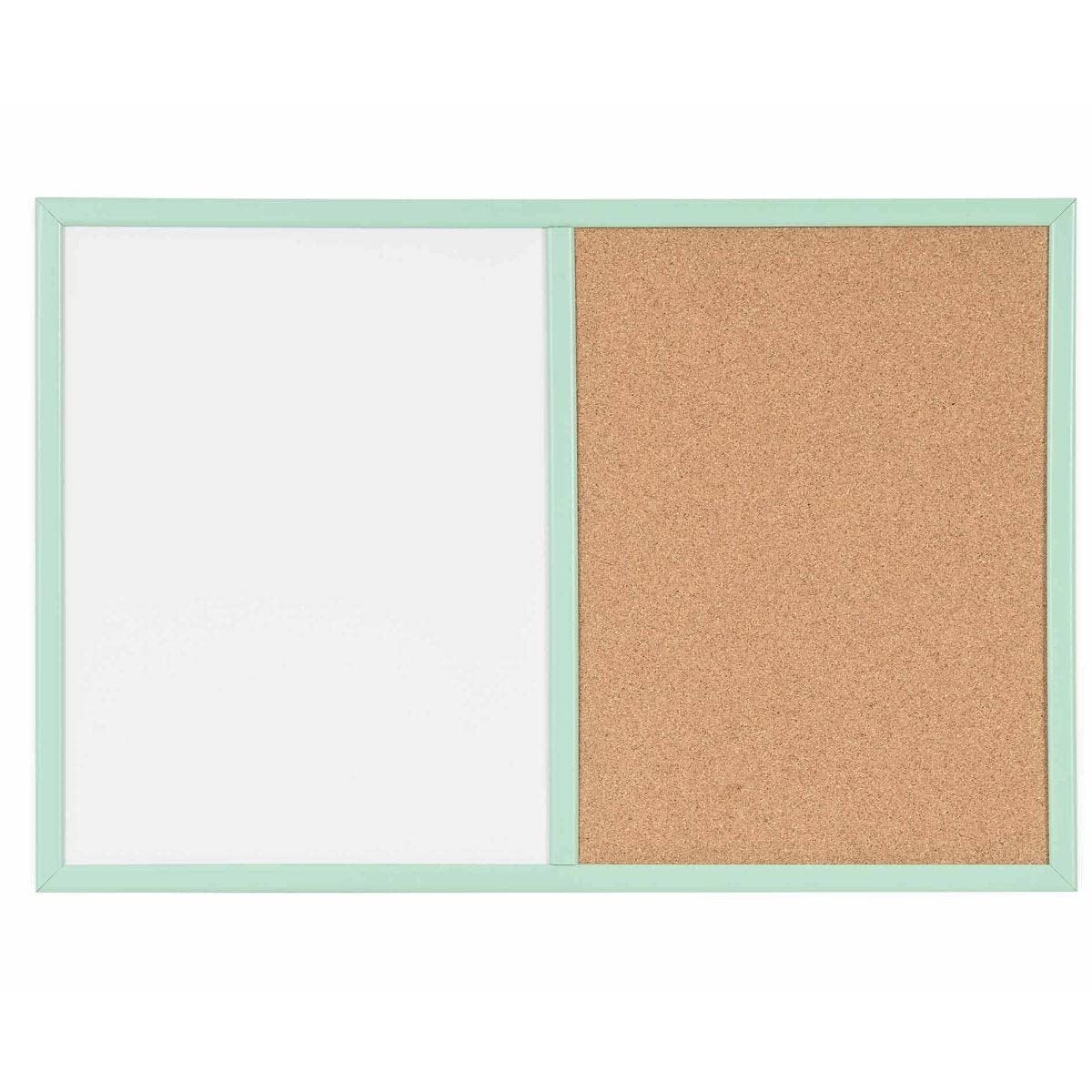 Bisilque Dry Wipe Cork and Magnetic Combo Board Pastel Frame 600x400mm Green
