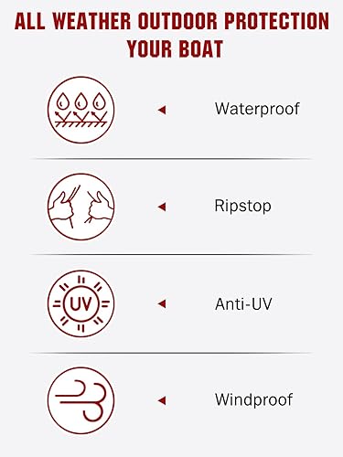 Miniatura 9 de Anglink - Funda impermeable para barcos, resistente 600D de poliéster Oxford, profesional, para bajos, para embarcaciones, duradera y a prueba de