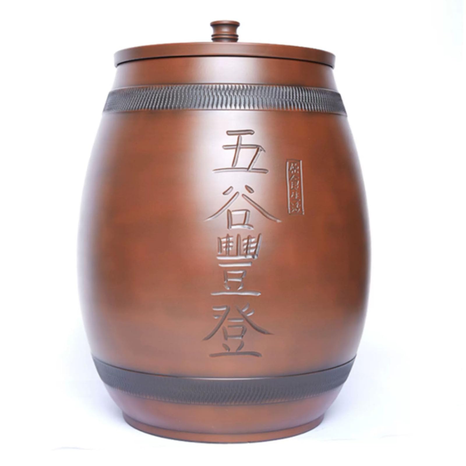 IXTREGZJKM Retro Handmade Ceramic Grain Storage Jar, Ceramic Rice Container with Lid, Grain Dispenser, Airtight Container, Suitable for Storing Rice, Soybeans, Flour, Snacks, and Coffee Beans. 17.5kg