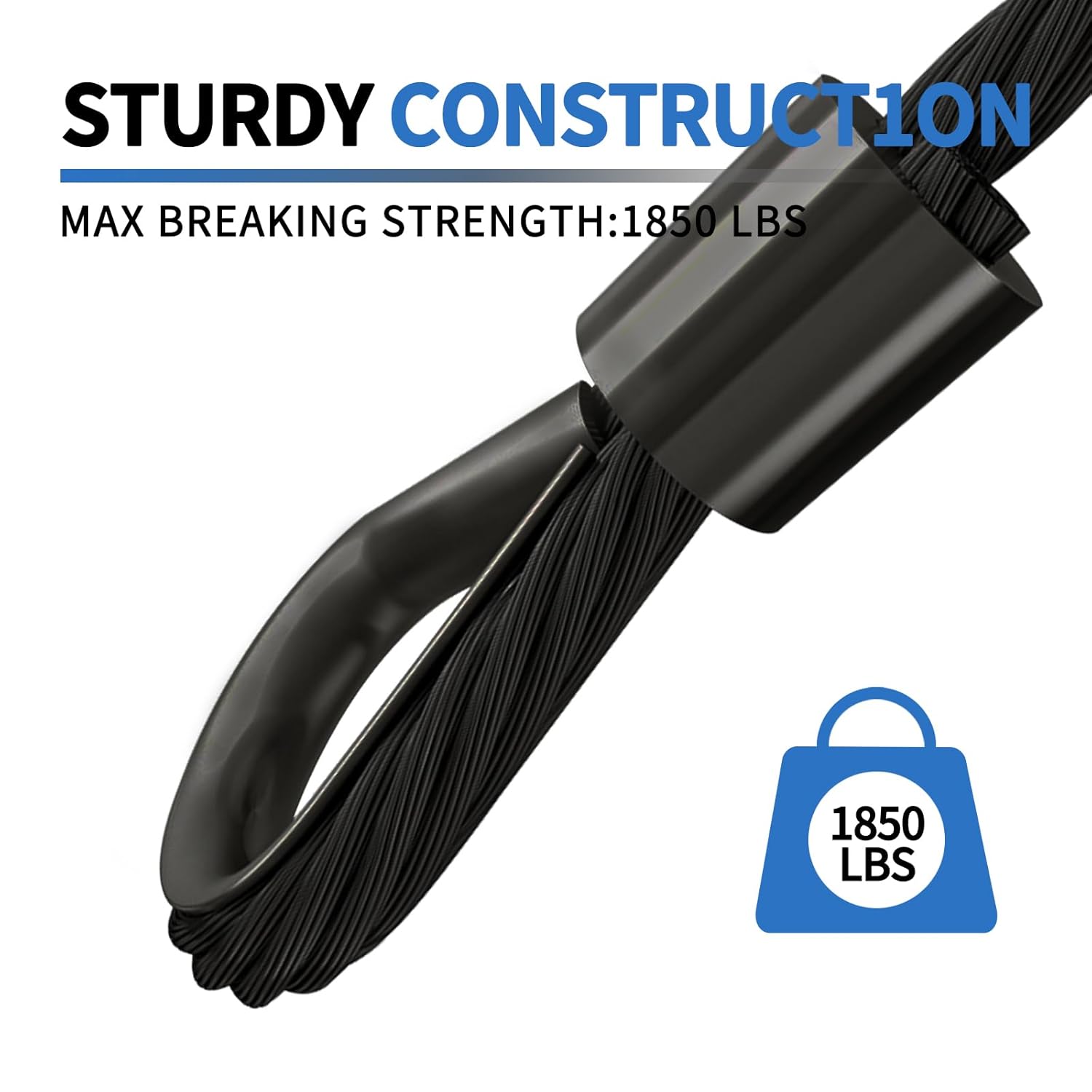 1000FT 1/8" Black Stainless Steel Cable 7x7 Strands Aircraft Deck Cable Railing Kit System T316 Wire Rope with Cable Cutter 1850 lb Breaking Strength, Metal Wire Cable for Fence