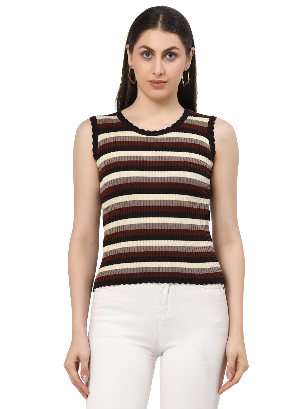 kalt Women Sleeveless Round Neck Knitted Fitted Ribbed Top-picture-50