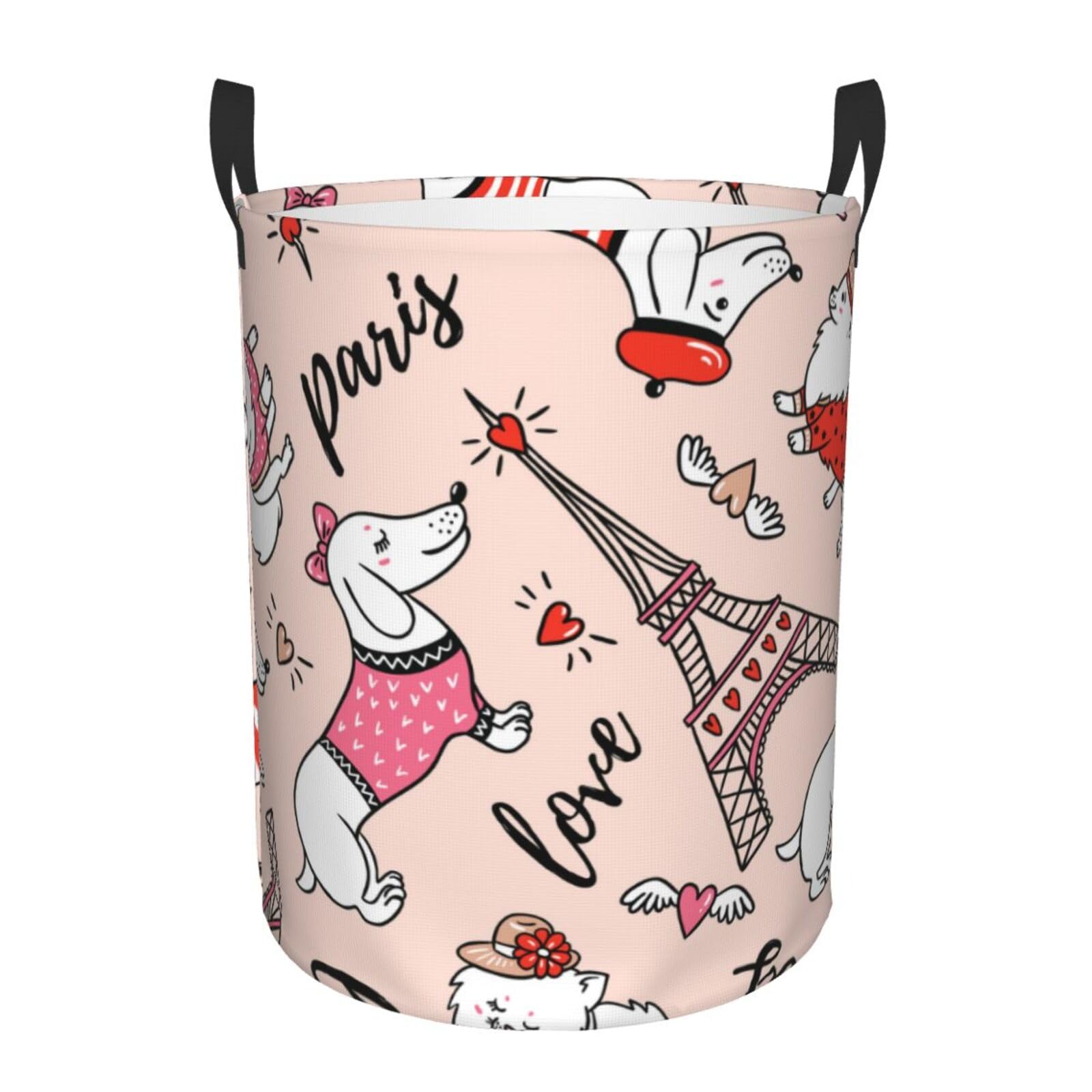 Laundry Basket Parisian Dachshund Laundry Hamper Waterproof Idea Hampers Large Collapsible Baskets with Handle Suitable for Bedroom Bathroom Utility Room Kitchen