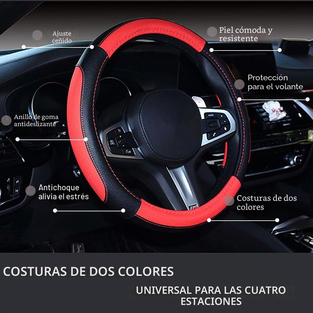 Pahajim Funda Volante Coche Universal de Microfibra Cuero Antideslizante Transpirable Cubre Volante Coche 37-38 cm Protector Volantes para Mujeres Hombres (Azul)