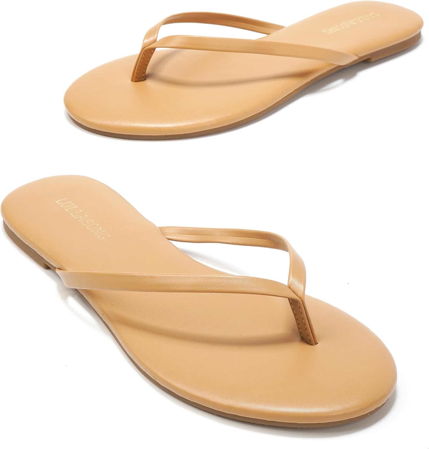 LULLASONG Flip Flops For Women Comfortable Round Toe Beach Sandals Thong Strap Slides Slip On Dressy Flats Sandals For Women - Image 8