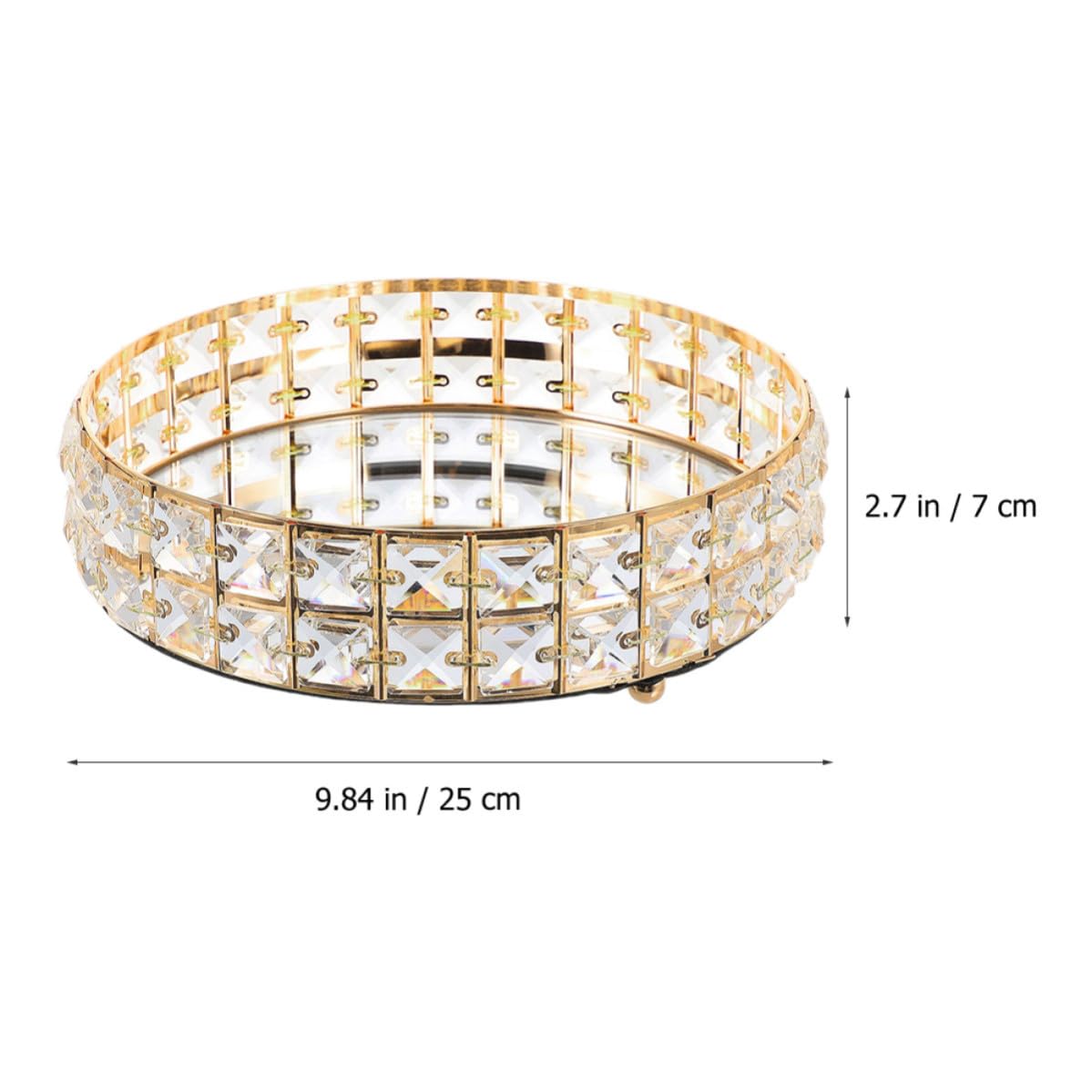 Happyyami Bandeja Decorativa Redonda de Hierro Dorado para Organizar Joyas y Perfumes Hogar Textura de Calidad y Estilo Moderno