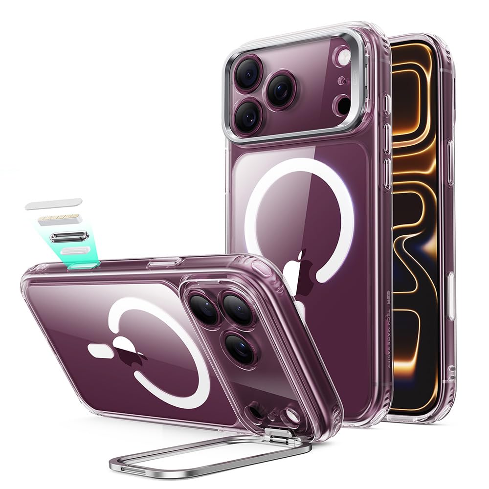 ESR Classic Hybrid für iPhone 18 Pro/17 Pro Hülle mit Flex-Ständer, Klar