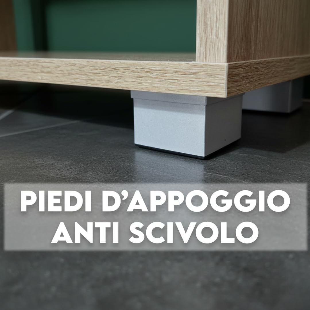 MAKA Comodino Camera da Letto Moderni con 2 Cassetti Ripiano Tavolino con Barre Portaoggetti Evita la Caduta Mobiletto in Legno Melaminico con Piedi Antiscivolo da Notte 43 x 40 x 44 cm (Rovere)