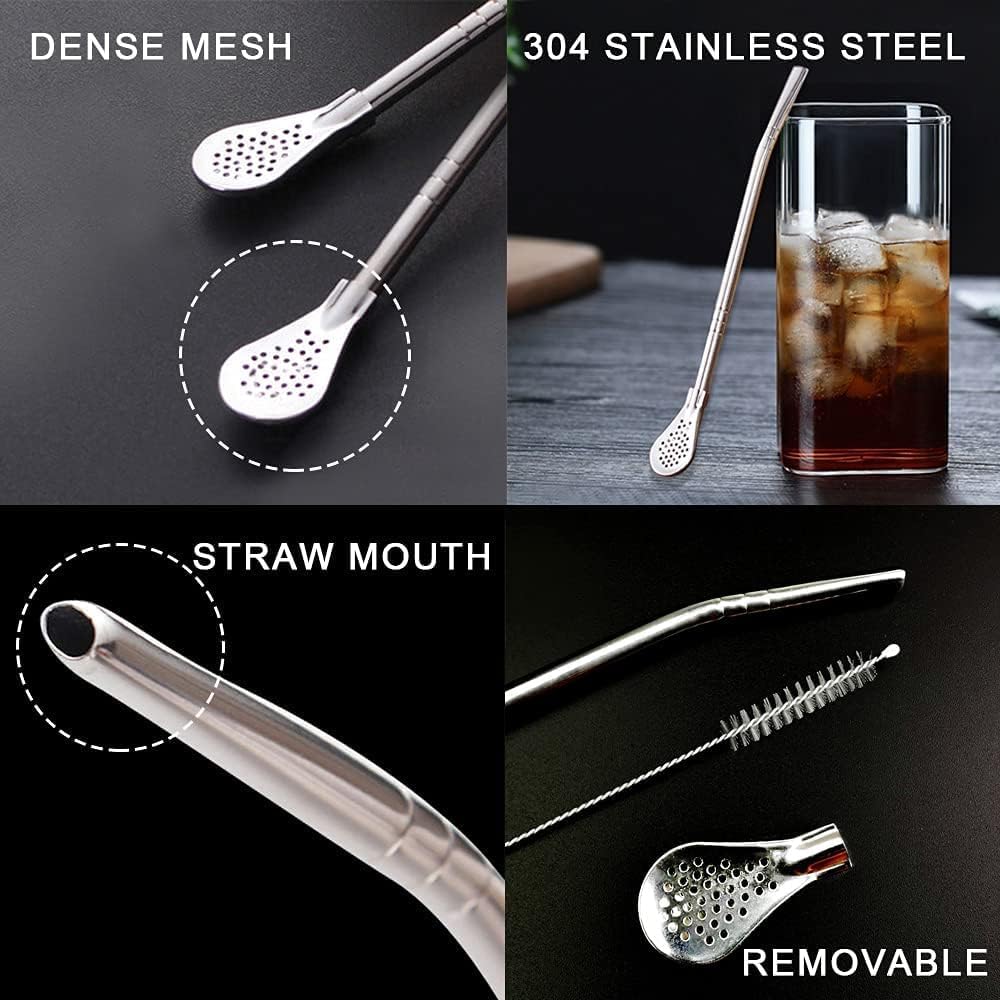 Veemok Reusable Stainless Steel Drinking Straws 6 Inch (Pack of-2) 1
