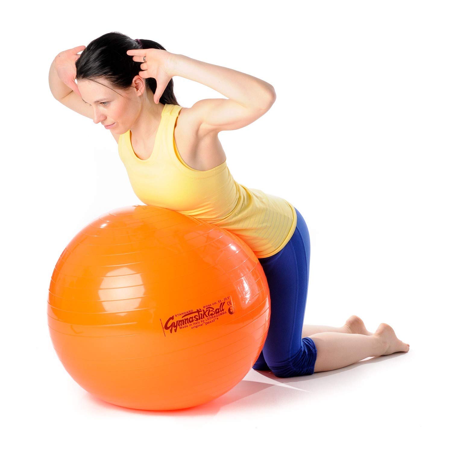 Pezzi - Palla da ginnastica originale, Ø 42 cm fino a 75 cm, con base e pompa per palloni, portata fino a 400 kg, per allenamento, riabilitazione